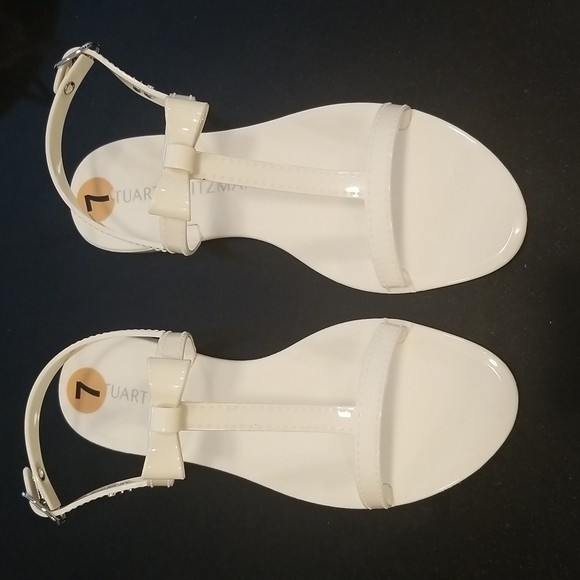 💕STUART WEITZMAN💕 Mellie Bow Jelly Sandal ~ White 7 New Without Box - Picture 7 of 14